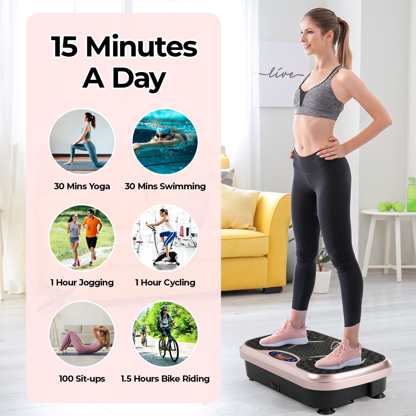 Vibration Plate,Fitness Vibration Board for Home,Full Body Exercise Machine,Fat Burning & Muscle Building,Body Shaper Trainer