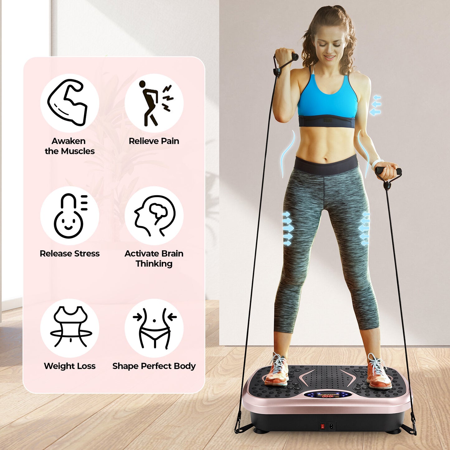 Vibration Plate,Fitness Vibration Board for Home,Full Body Exercise Machine,Fat Burning & Muscle Building,Body Shaper Trainer