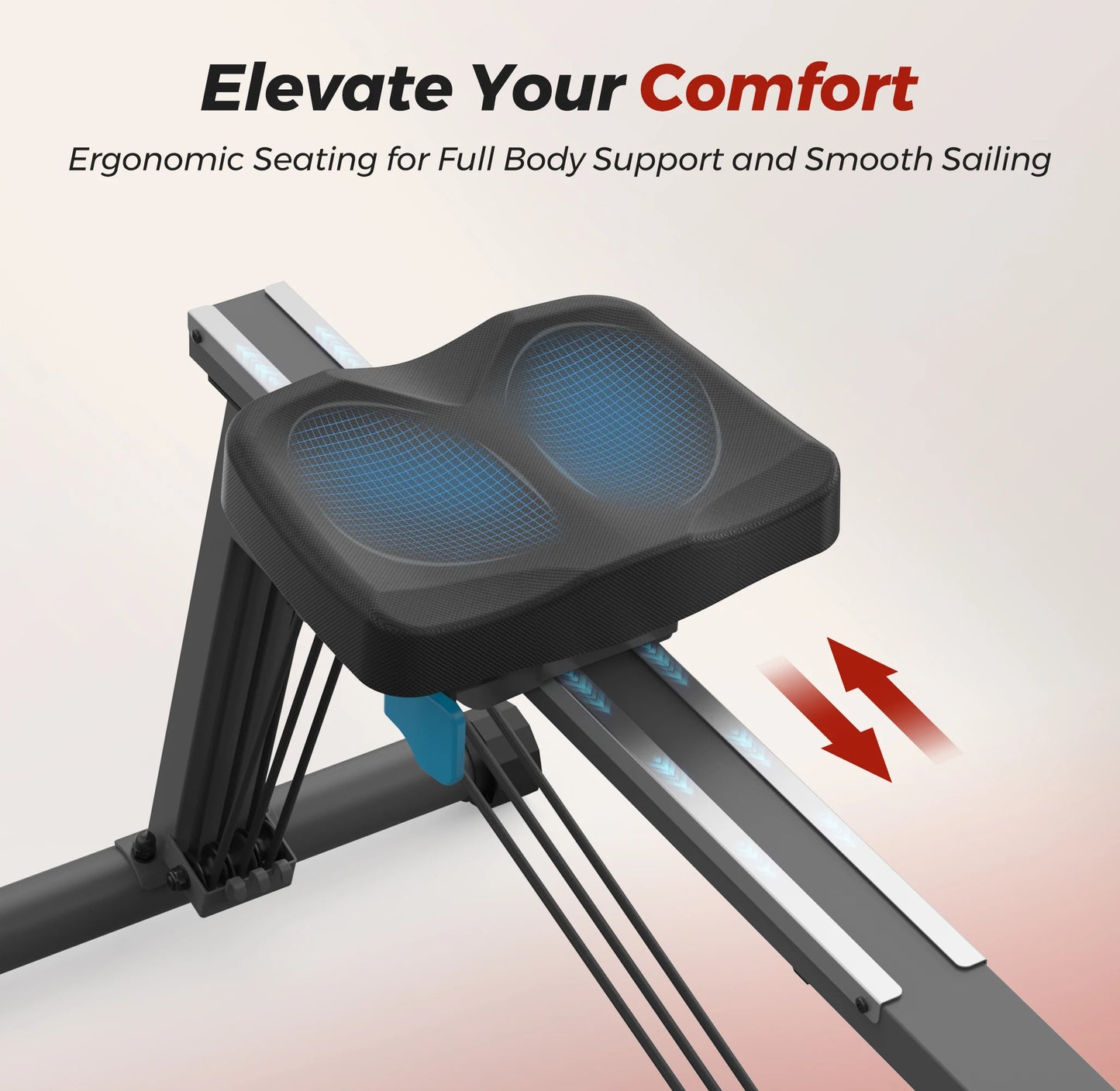 UTRYUP Sculls Rowing Machine Smooth Rowing Experience Space-Saving Ergonomic Seat Adjustable Footrests Quiet Operation Home Gym