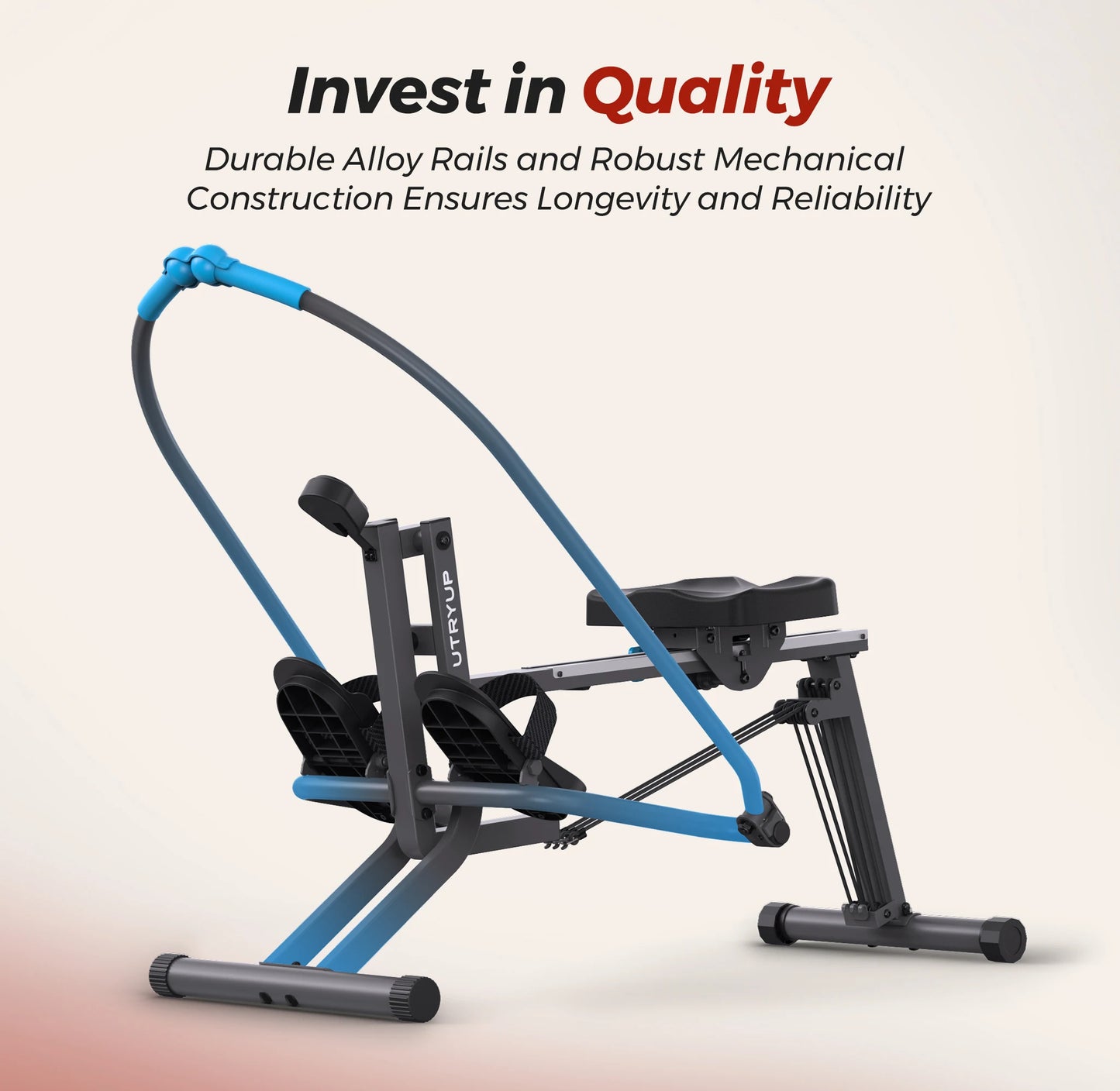 UTRYUP Sculls Rowing Machine Smooth Rowing Experience Space-Saving Ergonomic Seat Adjustable Footrests Quiet Operation Home Gym