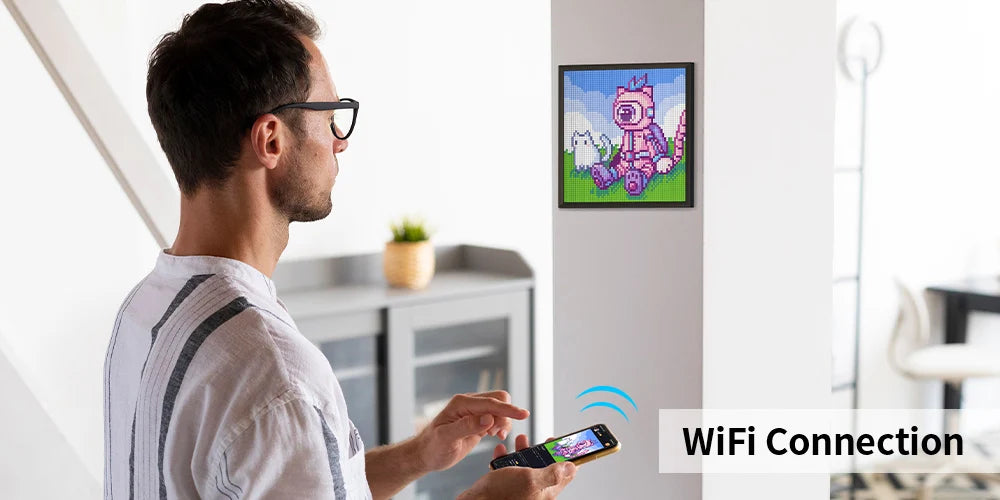 Divoom Pixoo 64 WiFi Pixel Art Display WiFi Cloud Digital Frame with APP Control,64 X 64 LED Panel  for Gaming Room Decoration