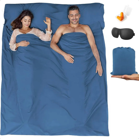 Sleeping Bag LinerTravel Sheet Adult Sleep Sack Camping Sheets Travel Sleep Sack for Backpacking Hotels Hostels Lightweight Sin
