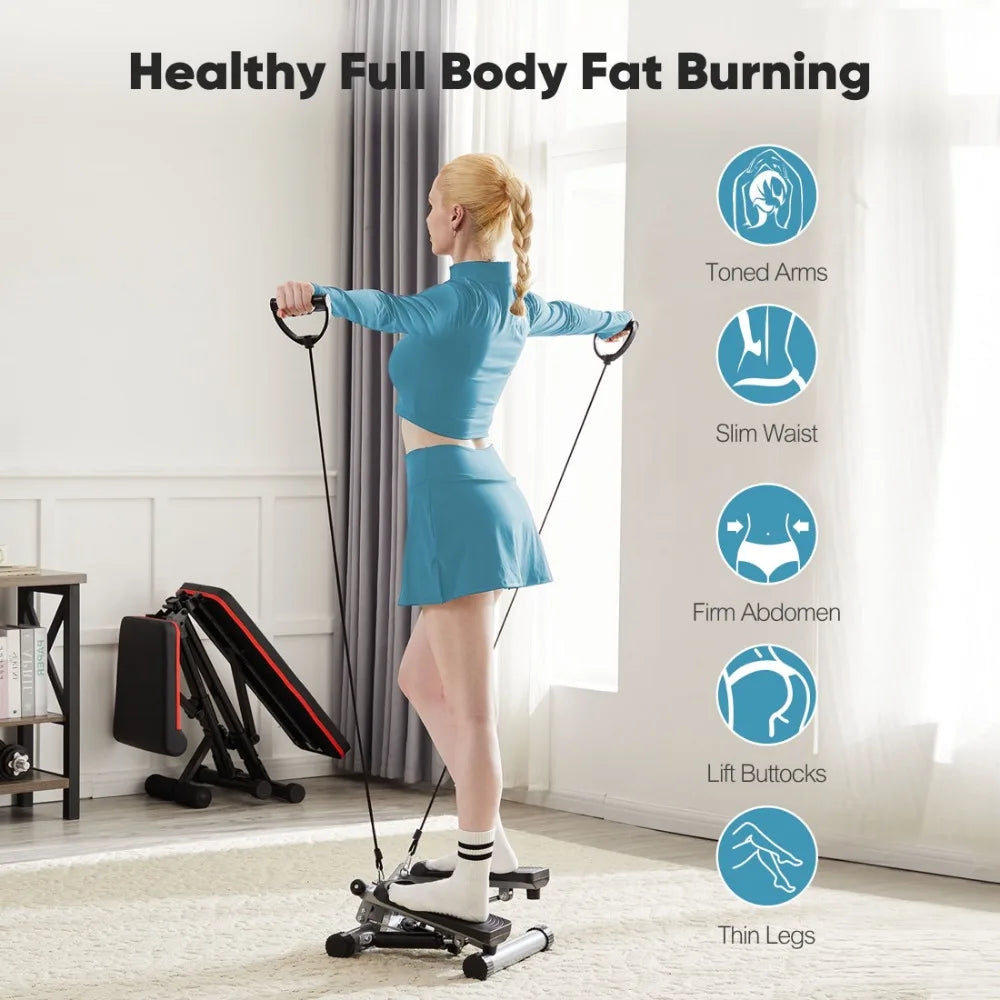 EDX Mini Stepper Maintaining 30lbs of Resistance During Exercise, a 265lbs Weight Capacity Digital Monitor, Gray