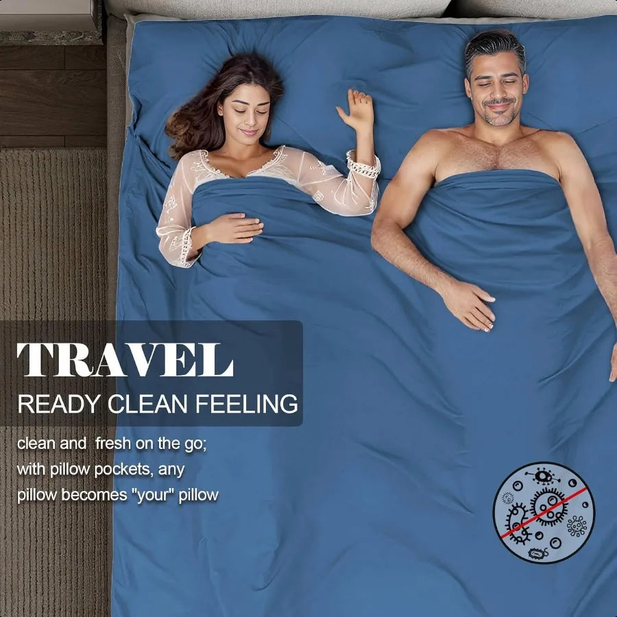 Sleeping Bag LinerTravel Sheet Adult Sleep Sack Camping Sheets Travel Sleep Sack for Backpacking Hotels Hostels Lightweight Sin