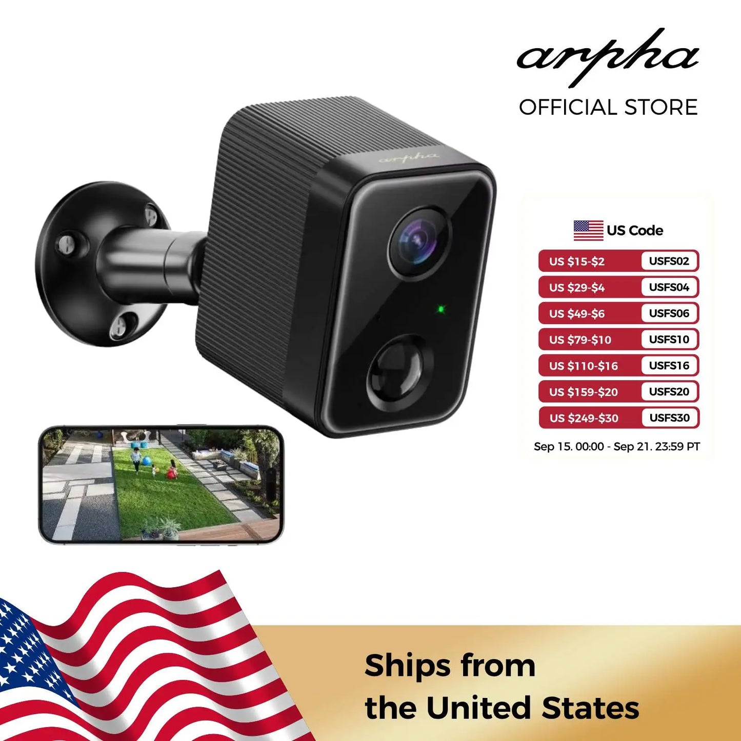 1/2PCS Arpha Wifi Camera 1080P Outdoor&Home Surveillance Camera 2 Way Audio w/ Alarm Night Vision Ip Camera Waterproof Cloud Stg