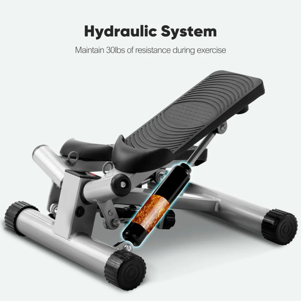EDX Mini Stepper Maintaining 30lbs of Resistance During Exercise, a 265lbs Weight Capacity Digital Monitor, Gray