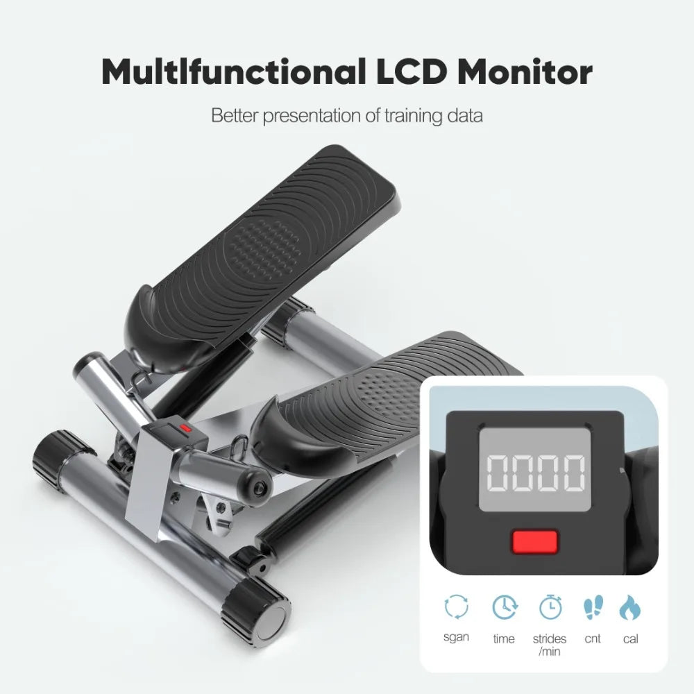 EDX Mini Stepper Maintaining 30lbs of Resistance During Exercise, a 265lbs Weight Capacity Digital Monitor, Gray