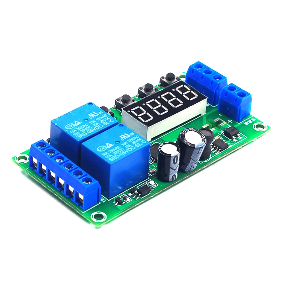 Yf-7 Multifunctional Dual Channel Delay Relay Module Board Pulse Trigger Cycle Timer 0.01s-999m Delay Time Adjustable 7-30v Dc