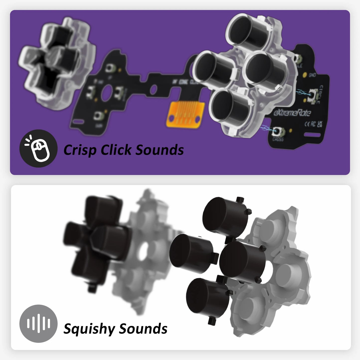 eXtremeRate Face Buttons Clicky Kit for ps5 Edge Controller, Custom Tactile Dpad Action Buttons Mouse Click Kit