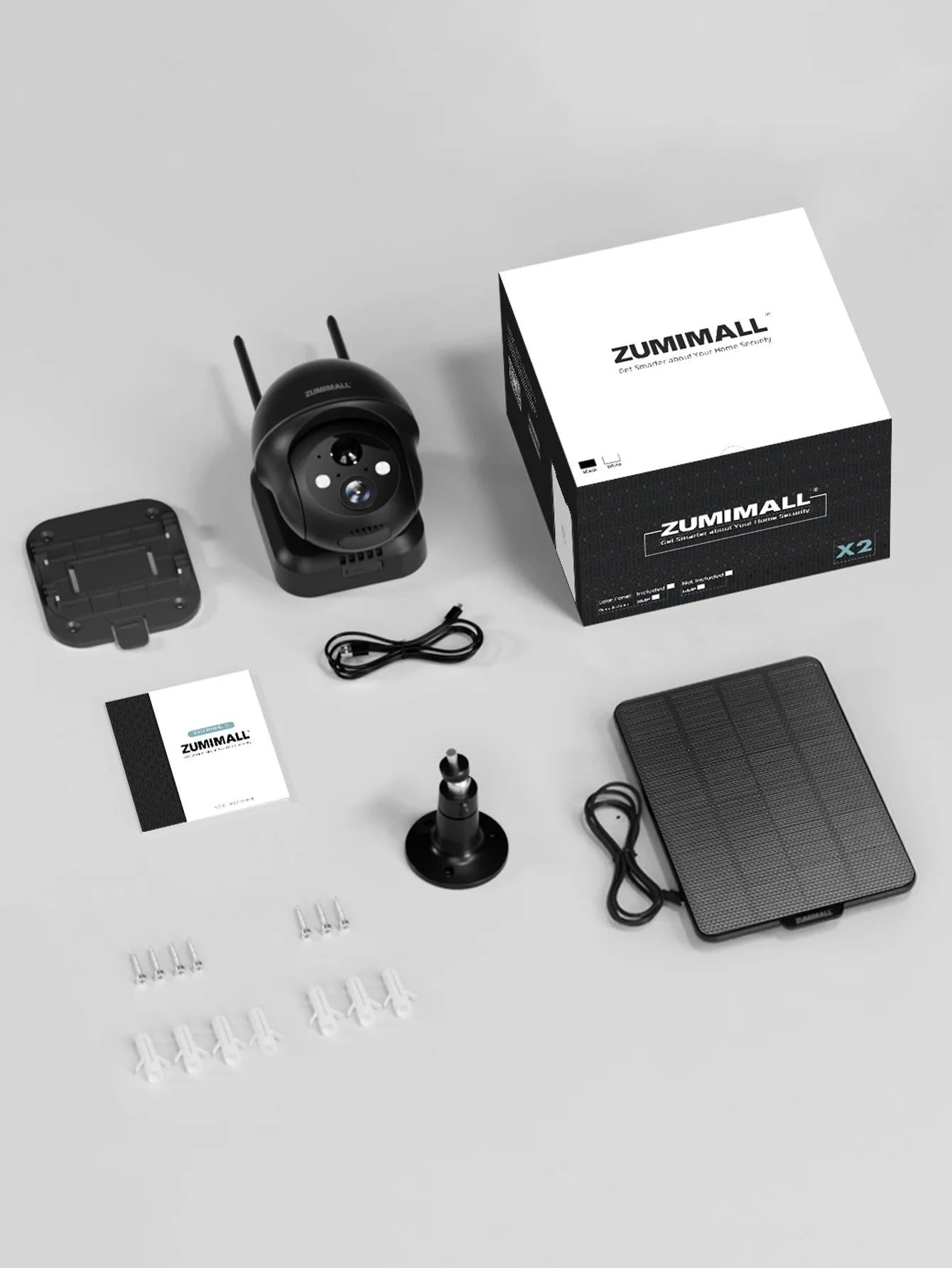 ZUMIMALL  Wireless Battery for Home security with 360° PTZ,  3MP Color Night Vision,2.4G WiFi, Spotlight & Siren,PIR/AI/2-Way Ta