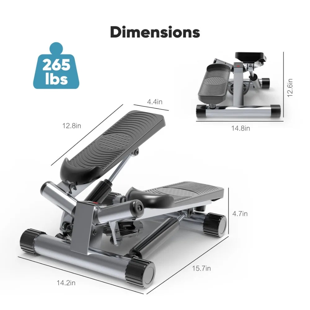 EDX Mini Stepper Maintaining 30lbs of Resistance During Exercise, a 265lbs Weight Capacity Digital Monitor, Gray