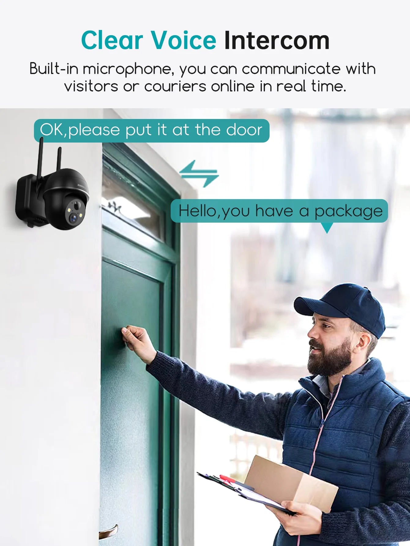 ZUMIMALL  Wireless Battery for Home security with 360° PTZ,  3MP Color Night Vision,2.4G WiFi, Spotlight & Siren,PIR/AI/2-Way Ta