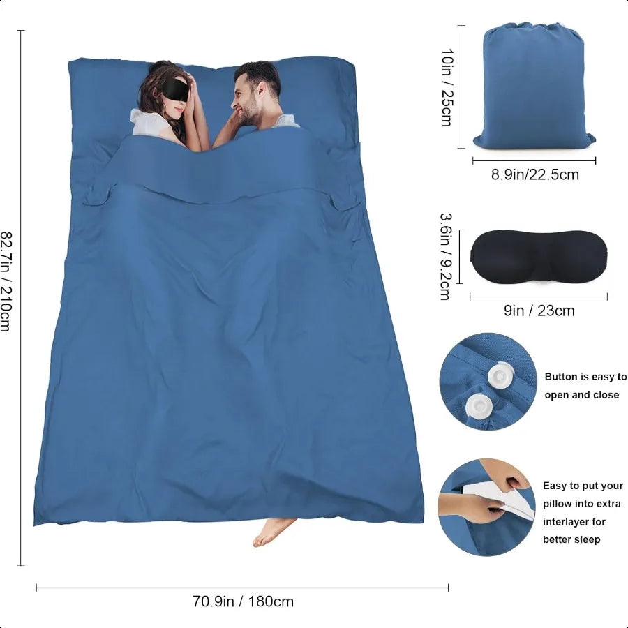 Sleeping Bag LinerTravel Sheet Adult Sleep Sack Camping Sheets Travel Sleep Sack for Backpacking Hotels Hostels Lightweight Sin