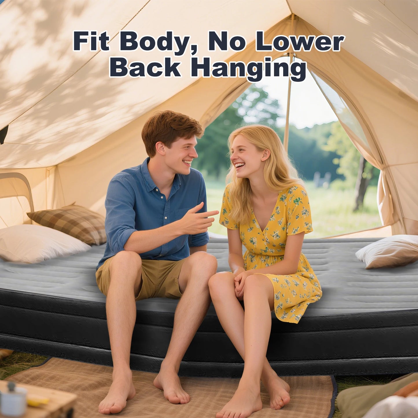 Foldable Inflatable Mattress Antileak Thicken Sleeping Bed Mat Soft Flocked Top Air Mattress With Electric Air Pump Camping Bed