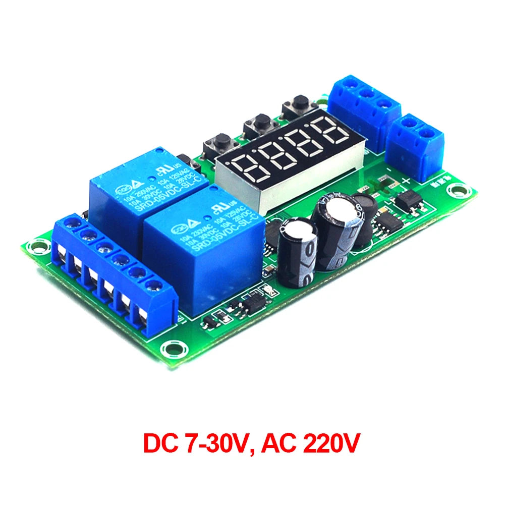 Yf-7 Multifunctional Dual Channel Delay Relay Module Board Pulse Trigger Cycle Timer 0.01s-999m Delay Time Adjustable 7-30v Dc