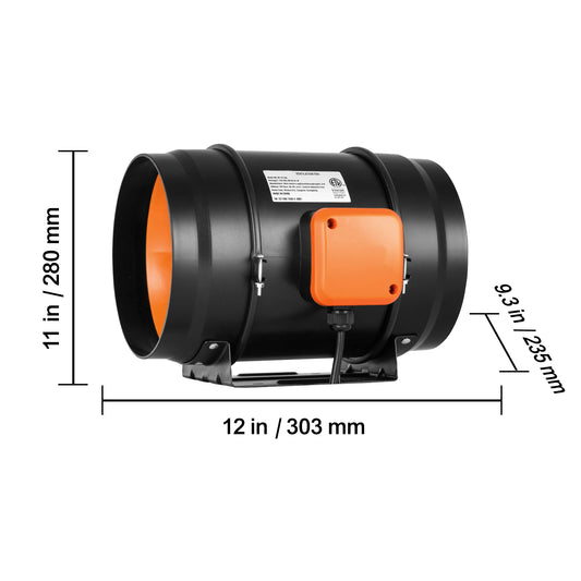 VEVOR Inline Duct Fan EC-motor Ventilation Exhaust Fan with Temperature Humidity Controller for Cooling Booster Grow Tents