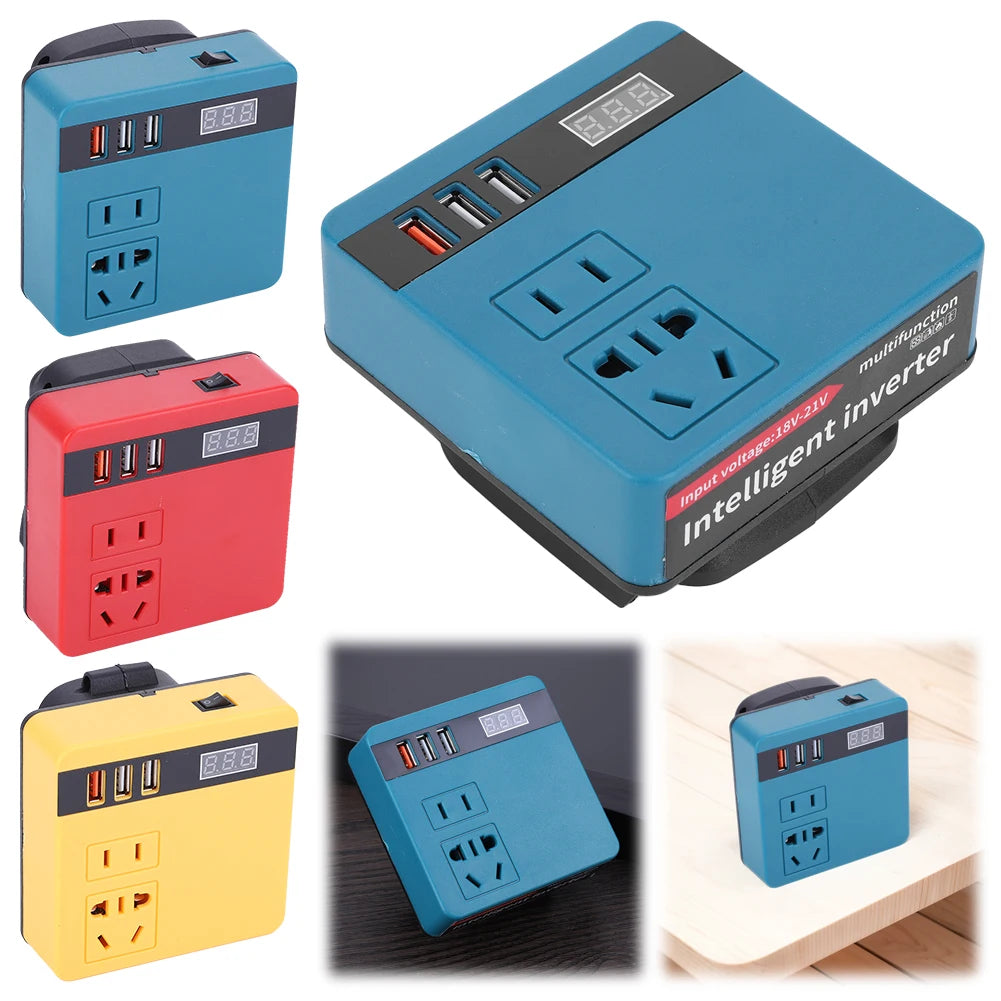 120W Electric Tool Battery Inverter DC 18V to 220V AC Multi-Function Household Smart Transformer for DeWalt Makita Milwaukee