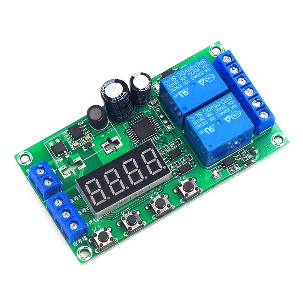 Yf-7 Multifunctional Dual Channel Delay Relay Module Board Pulse Trigger Cycle Timer 0.01s-999m Delay Time Adjustable 7-30v Dc