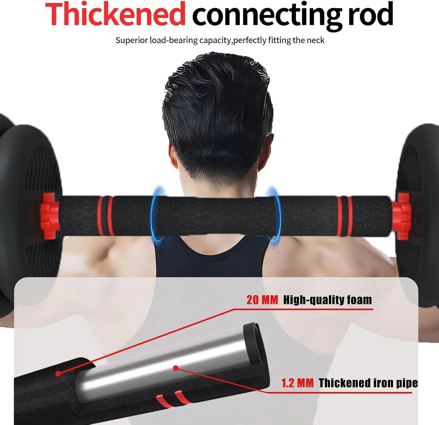 Adjustable Dumbbells 10 20 30 40 60 80lbs Free Weight Set with Connector 4 in1 Dumbbells Set Used as Barbell Kettlebells Push up