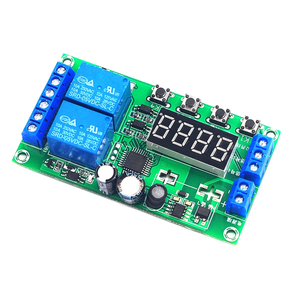 Yf-7 Multifunctional Dual Channel Delay Relay Module Board Pulse Trigger Cycle Timer 0.01s-999m Delay Time Adjustable 7-30v Dc